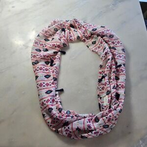 Geometric Print Infinity Scarf with Tassels‎ - Lightweight Fashion Scarf